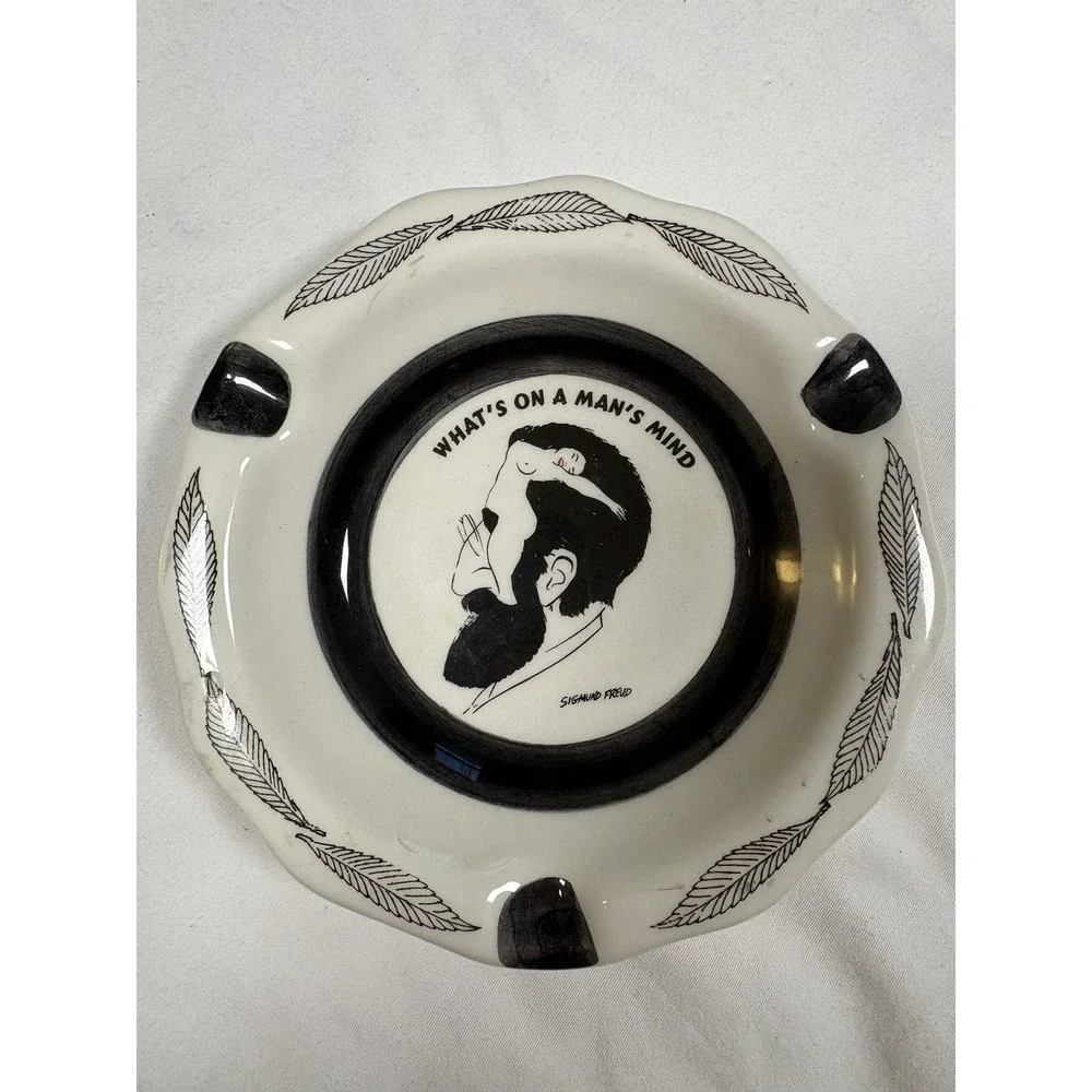 Vintage Sigmund Freud Ashtray Whats On A Mans Mind Optical Illusion Holland